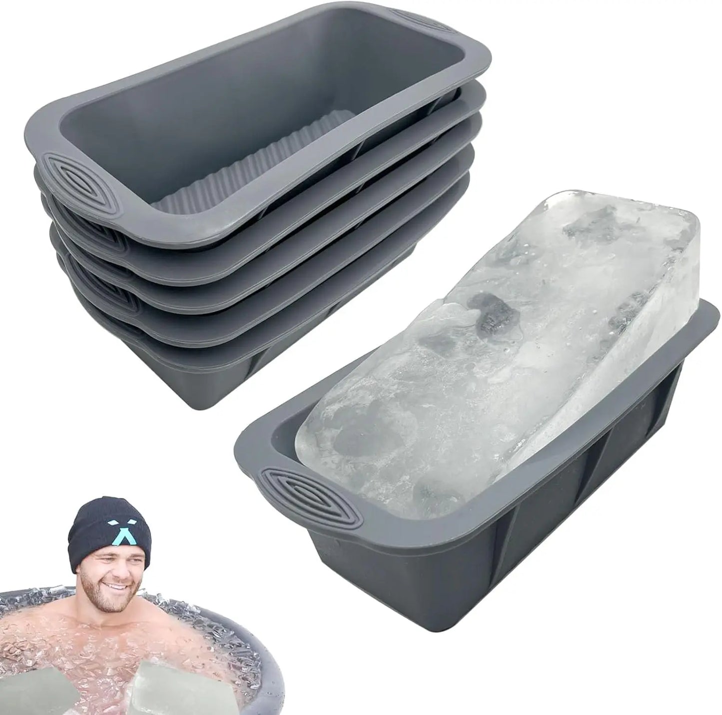 6-Piece Extra Large Silicone Ice Block Mold Set for Ice Baths