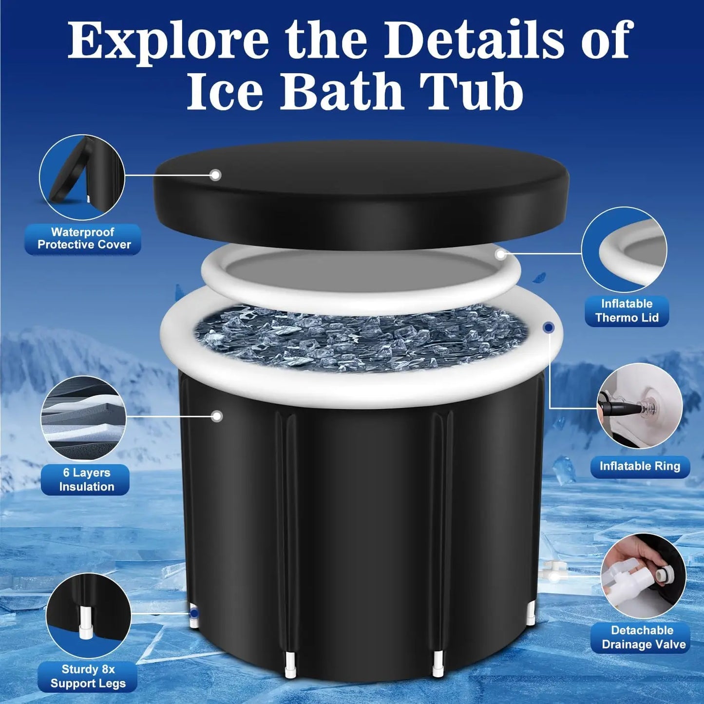 Ultimate 105 Gallon Cold Therapy Ice Bath Tub for Athletes & Adults